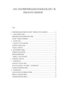 2025-2030物聯(lián)網(wǎng)感知設(shè)備應(yīng)用創(chuàng)新及低功耗廣域網(wǎng)技術(shù)應(yīng)用與場(chǎng)景拓展