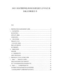 2025-2030物聯(lián)網(wǎng)技術(shù)商業(yè)實(shí)踐發(fā)展與五年內(nèi)行業(yè)突破點(diǎn)判斷報(bào)告書
