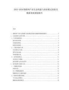 2025-2030物聯(lián)網(wǎng)產(chǎn)業(yè)生態(tài)構(gòu)建與商業(yè)模式創(chuàng)新及數(shù)據(jù)變現(xiàn)規(guī)劃報(bào)告