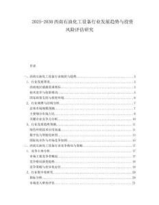 2025-2030西南石油化工設(shè)備行業(yè)發(fā)展趨勢(shì)與投資風(fēng)險(xiǎn)評(píng)估研究