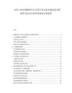 2025-2030物聯(lián)網(wǎng)平臺開發(fā)行業(yè)當前市場需求分析投資方向可行性研究規(guī)劃方案資料