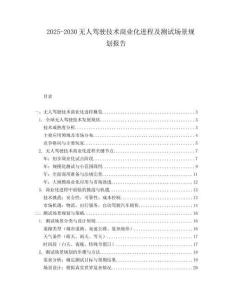 2025-2030無人駕駛技術(shù)商業(yè)化進(jìn)程及測試場景規(guī)劃報(bào)告