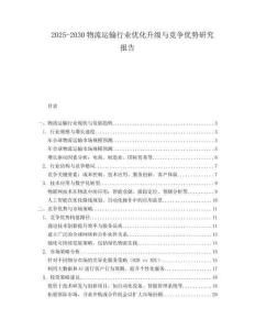 2025-2030物流運(yùn)輸行業(yè)優(yōu)化升級(jí)與競(jìng)爭(zhēng)優(yōu)勢(shì)研究報(bào)告