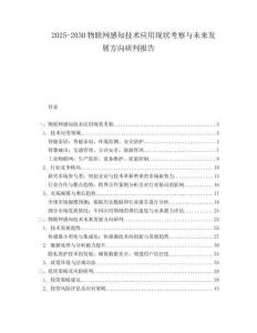 2025-2030物聯(lián)網(wǎng)感知技術(shù)應(yīng)用現(xiàn)狀考察與未來發(fā)展方向研判報告
