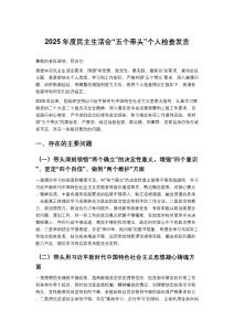 2025年度民主生活會“五個帶頭”個人檢查發言