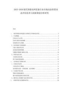 2025-2030現(xiàn)代智能電網(wǎng)設(shè)備行業(yè)市場(chǎng)動(dòng)態(tài)供需動(dòng)態(tài)評(píng)估技術(shù)與創(chuàng)新規(guī)劃分析研究