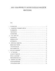 2025-2030鮮榨果汁行業(yè)供需關(guān)系動態(tài)分析投資策略研究指南