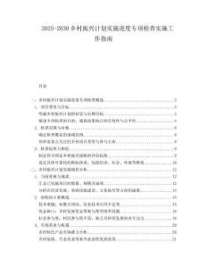 2025-2030鄉(xiāng)村振興計(jì)劃實(shí)施進(jìn)度專項(xiàng)檢查實(shí)施工作指南
