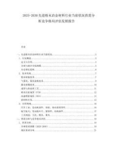 2025-2030先進(jìn)粉末冶金材料行業(yè)當(dāng)前狀況供需分析競爭格局評估發(fā)展報告