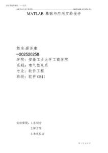 2025年matlab 實驗報告