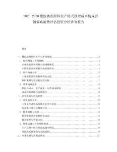 2025-2030橡膠助劑原料生產(chǎn)格式推理成本構成營銷策略消費評估投資分析咨詢報告