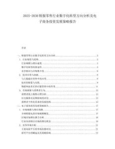2025-2030鞋服零售行業(yè)數(shù)字化轉(zhuǎn)型方向分析及電子商務(wù)投資發(fā)展策略報(bào)告
