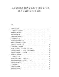 2025-2030先進能源存儲技術進展與新能源產(chǎn)業(yè)系統(tǒng)性發(fā)展規(guī)劃分析研究課題報告