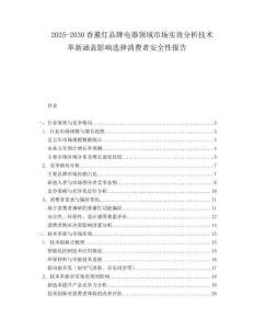 2025-2030香薰燈品牌電器領(lǐng)域市場(chǎng)實(shí)效分析技術(shù)革新涵蓋影響選擇消費(fèi)者安全性報(bào)告