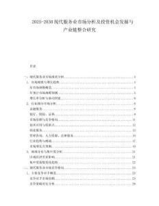 2025-2030現(xiàn)代服務(wù)業(yè)市場(chǎng)分析及投資機(jī)會(huì)發(fā)掘與產(chǎn)業(yè)鏈整合研究
