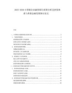 2025-2030小型微企業(yè)融資銀行政策分析及擔保體系與普惠金融發(fā)展探討論文
