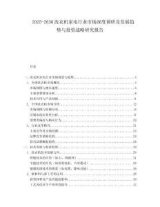 2025-2030洗衣機(jī)家電行業(yè)市場(chǎng)深度調(diào)研及發(fā)展趨勢(shì)與投資戰(zhàn)略研究報(bào)告