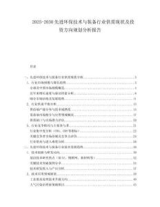 2025-2030先進(jìn)環(huán)保技術(shù)與裝備行業(yè)供需現(xiàn)狀及投資方向規(guī)劃分析報(bào)告
