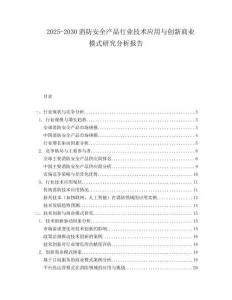 2025-2030消防安全產(chǎn)品行業(yè)技術(shù)應(yīng)用與創(chuàng)新商業(yè)模式研究分析報(bào)告