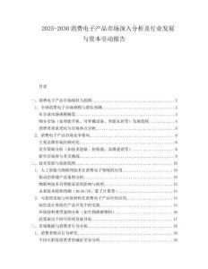 2025-2030消費(fèi)電子產(chǎn)品市場(chǎng)深入分析及行業(yè)發(fā)展與資本引動(dòng)報(bào)告