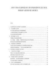 2025-2030先進(jìn)制造業(yè)行業(yè)市場(chǎng)深度研究及行業(yè)發(fā)展趨勢(shì)與投資價(jià)值分析報(bào)告
