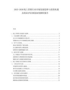 2025-2030線上營(yíng)銷行業(yè)市場(chǎng)發(fā)展趨勢(shì)與投資機(jī)遇及商業(yè)評(píng)估規(guī)劃深度解析報(bào)告