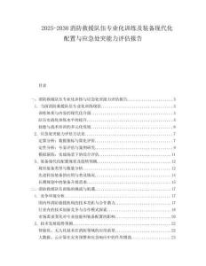 2025-2030消防救援隊伍專業(yè)化訓(xùn)練及裝備現(xiàn)代化配置與應(yīng)急處突能力評估報告