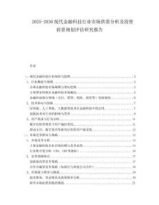 2025-2030現(xiàn)代金融科技行業(yè)市場供需分析及投資前景規(guī)劃評估研究報告
