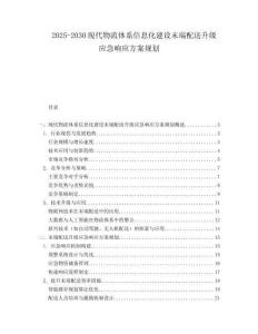 2025-2030現(xiàn)代物流體系信息化建設(shè)末端配送升級應(yīng)急響應(yīng)方案規(guī)劃