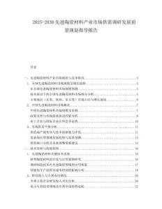 2025-2030先進(jìn)陶瓷材料產(chǎn)業(yè)市場(chǎng)供需調(diào)研發(fā)展前景規(guī)劃指導(dǎo)報(bào)告