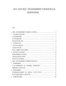 2025-2030消防工程設(shè)備檢測維護(hù)市場規(guī)范制定及隱患排查指南