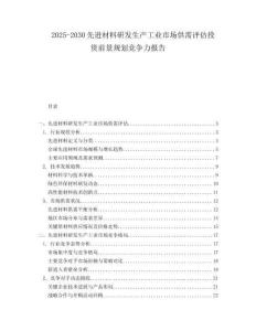 2025-2030先進材料研發(fā)生產(chǎn)工業(yè)市場供需評估投資前景規(guī)劃競爭力報告