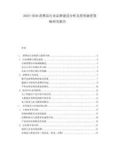 2025-2030消費(fèi)品行業(yè)品牌建設(shè)分析及投資融資策略研究報(bào)告