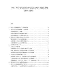 2025-2030香港旅游業(yè)市場現(xiàn)狀發(fā)展評估投資規(guī)劃分析研究報告