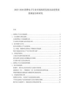 2025-2030消費(fèi)電子行業(yè)市場現(xiàn)狀發(fā)展動(dòng)態(tài)投資前景規(guī)劃分析研究