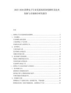 2025-2030消費(fèi)電子行業(yè)發(fā)展現(xiàn)狀深度解析及技術(shù)創(chuàng)新與市場(chǎng)細(xì)分研究報(bào)告