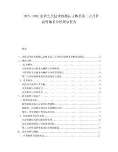 2025-2030消防安全技術(shù)檢測(cè)認(rèn)證體系第三方評(píng)價(jià)監(jiān)管體系分析規(guī)劃報(bào)告