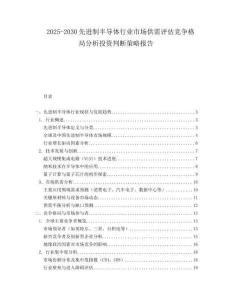 2025-2030先進制半導體行業(yè)市場供需評估競爭格局分析投資判斷策略報告