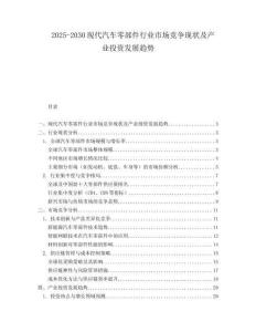 2025-2030現(xiàn)代汽車零部件行業(yè)市場(chǎng)競(jìng)爭(zhēng)現(xiàn)狀及產(chǎn)業(yè)投資發(fā)展趨勢(shì)