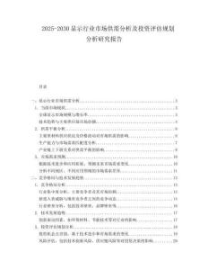 2025-2030顯示行業(yè)市場供需分析及投資評估規(guī)劃分析研究報告