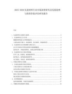 2025-2030先進(jìn)材料行業(yè)市場(chǎng)深度研究及發(fā)展趨勢(shì)與投資價(jià)值評(píng)估研究報(bào)告