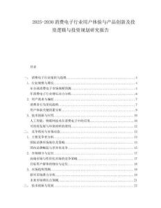 2025-2030消費電子行業(yè)用戶體驗與產(chǎn)品創(chuàng)新及投資邏輯與投資規(guī)劃研究報告