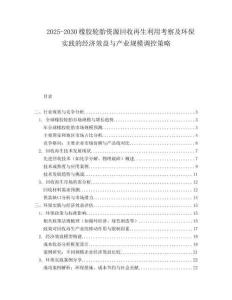 2025-2030橡膠輪胎資源回收再生利用考察及環(huán)保實(shí)踐的經(jīng)濟(jì)效益與產(chǎn)業(yè)規(guī)模調(diào)控策略