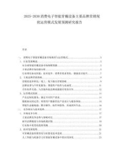 2025-2030消費電子智能穿戴設備主要品牌營銷現(xiàn)狀運營模式發(fā)展預測研究報告