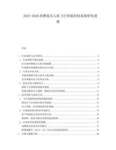 2025-2030消費級無人機飛行智能控制系統(tǒng)研發(fā)進展