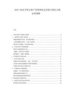 2025-2030鄉(xiāng)村文旅產(chǎn)業(yè)投資機(jī)會(huì)識(shí)別與特色小鎮(zhèn)運(yùn)營(yíng)策略