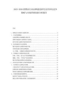 2025-2030消費(fèi)品行業(yè)品牌建設(shè)研究及差異化競(jìng)爭(zhēng)策略與市場(chǎng)營(yíng)銷(xiāo)創(chuàng)新分析報(bào)告