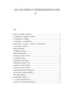 2025-2030消費(fèi)電子行業(yè)投資融資趨勢(shì)研究分析報(bào)告