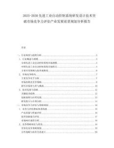 2025-2030先進(jìn)工業(yè)自動(dòng)控制系統(tǒng)研發(fā)設(shè)計(jì)技術(shù)突破市場(chǎng)競(jìng)爭(zhēng)力評(píng)估產(chǎn)業(yè)發(fā)展前景規(guī)劃分析報(bào)告