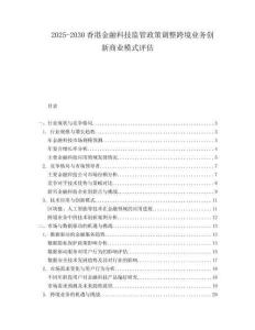 2025-2030香港金融科技監(jiān)管政策調(diào)整跨境業(yè)務(wù)創(chuàng)新商業(yè)模式評估
